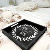 Поднос квадратный с дерева Home sweet home 30x30x4 см (PDN_19N001_BL)