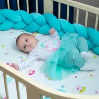 Бортик у ліжечко Хатка Косичка М'ятний 120 см (одна сторона ліжечка)