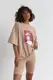 Женский костюм с футболкой oversize и велосипедками - кофейный цвет, M
