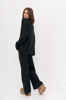 Теплий жіночий в'язаний костюм oversize - чорний колір, ONE SIZE