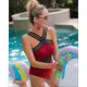 Женский слитный красный купальник код П473 XL