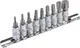 Набор насадок отверточных MASTERTOOL CRV 1/4" TORX 9 шт, Т10/15/20/27/30/40/45/50/60 (78-1400)