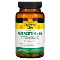 Натуральная добавка Country Life Quercetin + D3, 90 вегакапсул