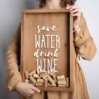 Рамка копілка "Save water drink wine" для корків, Коричневий, Brown, англійська