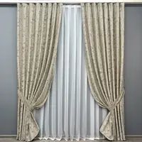 Комплект штор (2шт. 2х2,75м.) оксамит (бархат), колекція "Mirage", Туреччина. Колір бежевий. Код 2032ш 32-392