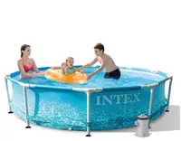 Басейн каркасний Intex 208 NP круглий розмір 305х76 см фільтр-насос 220-240 об'єм 4485л. Blue (99253)