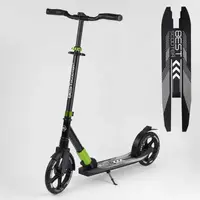 Самокат алюминиевый Best Scooter с PU колесами, и 1 передним амортизатором Black/Green (99629)