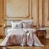 Набор постельное белье с покрывалом + плед Karaca Home - Adrila rosegold золотисто-розовый евро (10)