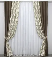 Комбіновані (2шт.1,5х2,8м.) штори з мікровелюра та оксамита. Колір мокко з шампань. Код 014дк (1036-893ш) 10-792