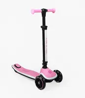 Самокат трехколесный Best Scooter Kick`n`roll X2-005 колеса PU со светом складной руль подсветка платформы. Black and Pink (195002)