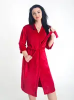 Жіночий Велюровий Халат 702 - Гранат (S-XL)