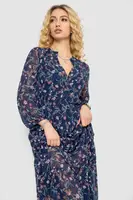 Сукня шифонова на підкладці, колір темно-синій, 230R041