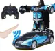 МАШИНКА ТРАНСФОРМЕР АВТОБОТ BUGATTI ROBOT CAR SIZE СИНЯЯ С ПУЛЬТОМ