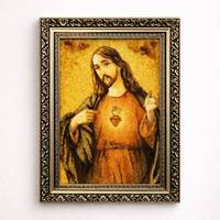 Ікона з бурштину Ісус Христос і-16 Господь Вседержитель (пара з Марія і-15) Гранд Презент 15*20