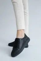 Женские кеды кожаные летние черные Yuves 591 Black Перфорация (40)