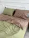 Постельное белье семейное Dushka Home Вареный хлопок премиум 21675 160х215х2 см корица с фисташковым