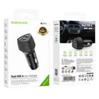 Адаптер автомобильный BOROFONE Solid dual-port car charger BZ31A |2USB, 17W/3.4A Max|
