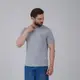 Футболка серая мужская с V-вырезом "Тризуб" темно-серая вышивка XXL