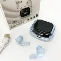 Беспроводные вакуумные наушники TWS с LED дисплеем, влагозащита IPx4 Bluetooth 5.4 с кейсом. Цвет: голубой