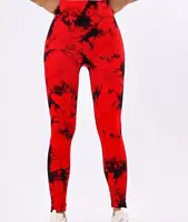Легінси жіночі спортивні з пуш-ап Tie Dye 18902 M червоний мармур