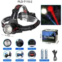 Фонарь налобный PLD-T115-2PM10-TG (white+red), Фонарик на голову для работы, Сверхмощный фонарь налобный