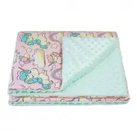 Плед дитячий плюшевий minky Єдинороги М'ятний 100х150 див.