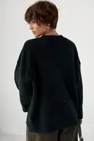 В'язана кофта оверсайз із розрізами - чорний цвет, ONE SIZE (є розміри)
