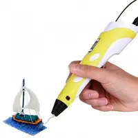 3D ручка для рисования с экраном 3д Ручка Pen3 MyRiwell с LCD дисплеем + трафарет Жёлтая