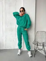 Костюм из микровельвета AO207 Зеленый Oversize XL-3XL