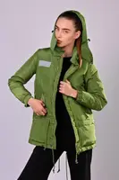 Куртка женская зеленая еврозима код П586 XL