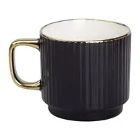 Чашка фарфоровая с золотым ободком и золотой ручкой 300 (мл) Черная RX-N231129B