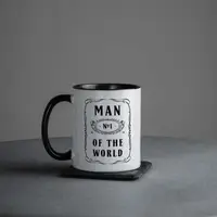 Кружка "Man №1 of the world", Черный, английский, Крафтовая коробка, 330 мл