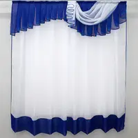 Кухонный (150х170см.) комплект с ламбрекеном. Цвет синий с белым. Код 099к 50-948