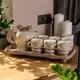 Чайный сервиз на 6 персон с фарфоровой подставкой, серый HP-15-28