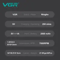 Акумуляторна машинка для стрижки VGR V-197 з 6 насадками LED