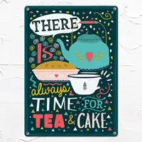 Табличка металлическая There is always time for tea & cake 26х18,5 см (MET_20J045_WH)