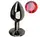 Анальна пробка із кристалом EGZO - Dark Gray Round Plug Red, size S