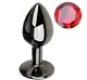 Анальная пробка с кристаллом EGZO - Dark Gray Round Plug Red, size S