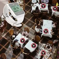 Система вызова официанта беспроводная с черными часами - пейджером Retekess TD108 + 10 красных кнопок (с кнопкой КАЛЬЯН)