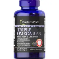 Жирные кислоты Puritan"s Pride Triple Omega 3-6-9 Fish, Flax &amp; Chia Oils Maximum Strength, 120 капсул