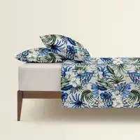 Двоспальна постільна білизна з простирадлом на резинці TTROPICAL PALM CS2