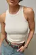 Приталенная однотонная майка в рубчике - бежевый цвет, ONE SIZE (есть размеры)