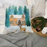 Подушка с мешковины Зимняя сказка 45x45 см (45PHB_23NY002)