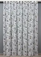 Готова тюль (3х2,7м.), батист "Flora". Колір білий з коричнево-чорним принтом. Код 1326т 42-0028