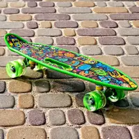 Скейт Пенні борд Skate зі світними колесами алюмінієва підвіска не ковзна поверхня Зелений