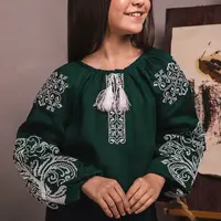 Вышиванка Moderika Древо Жизни на зеленом льне 128