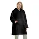 Толстовка плед с капюшоном и рукавами Huggle Hoodie оверсайз. Цвет: черный