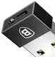 Адаптер-переходник Baseus USB 2.0 Male to Type-C Female 2.4A, Black (CATJQ-A01)