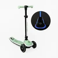 Самокат трехколесный Best Scooter Kick`n`roll X2-002 колеса PU со светом складной руль подсветка платформы. Black and Green (195001)