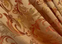 Шторна тканина жакард "Завиток" з люрексом. Колір помаранчевий з золотистим. Код 1646ш